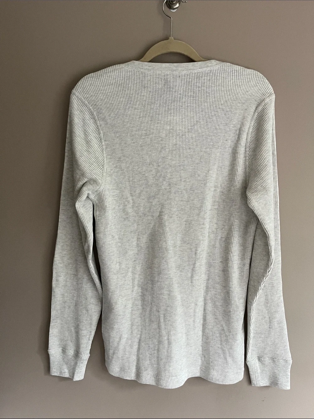 J Crew Light Grey Long-Sleeve Thermal Henley size medium